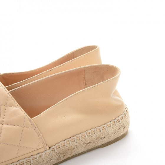 Chanel Lambskin Quilted CC Espadrilles 36 Beige 10 of 12