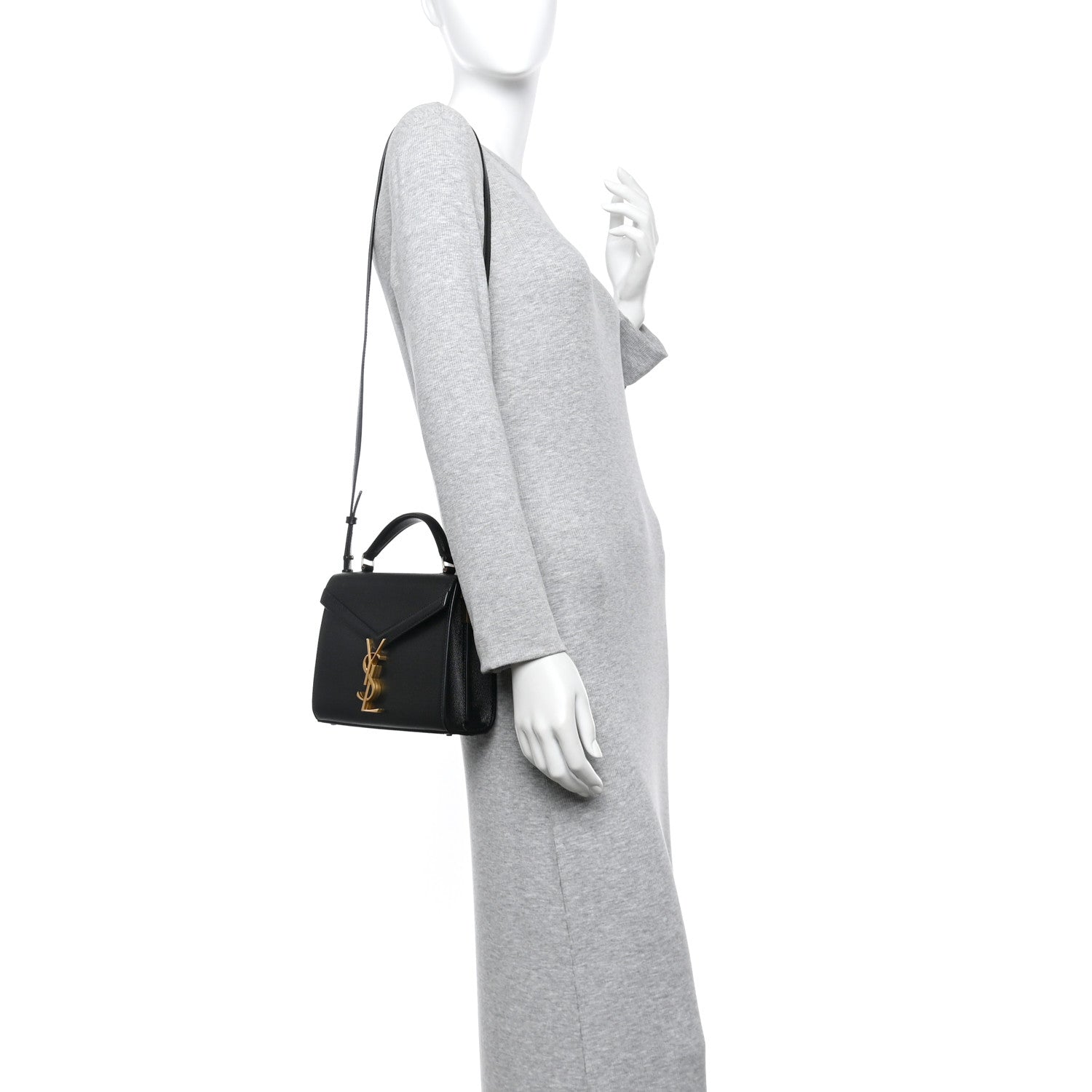 Saint Laurent Grain de Poudre Mini Classic Monogram Cassandra Top Handle Black 2 of 11