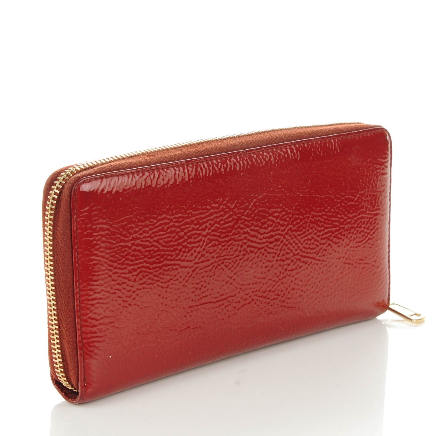 Textured Patent Calfskin Belle De Jour Zip Around Wallet Red