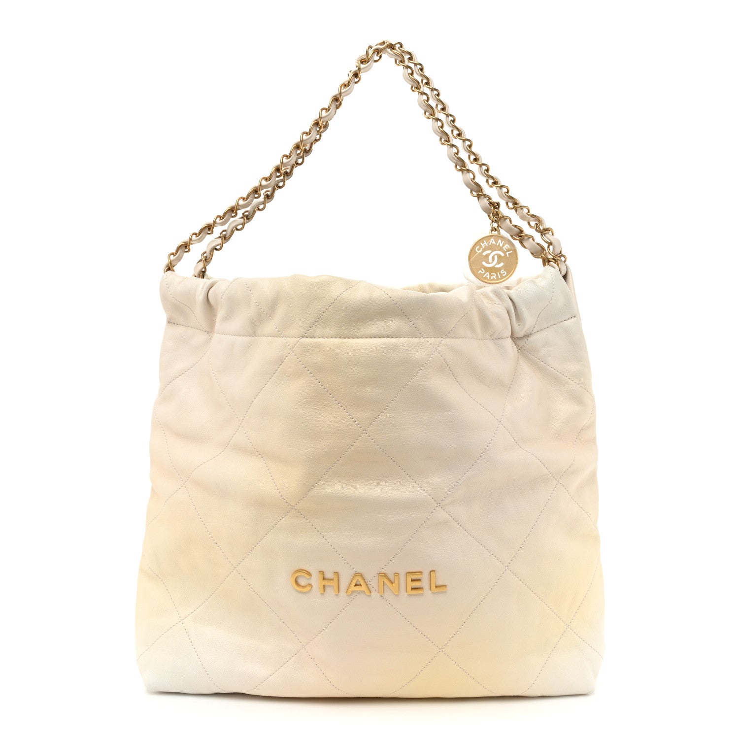 Chanel Iridescent Calfskin Quilted Chanel 22 Golden White 1 of 11