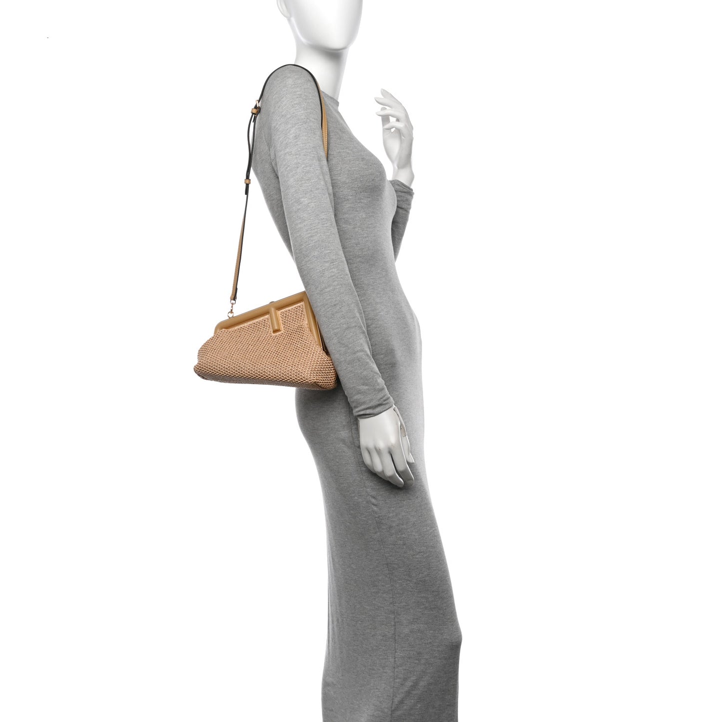Raffia Nappa Macrame Small Fendi First Natural Sahara