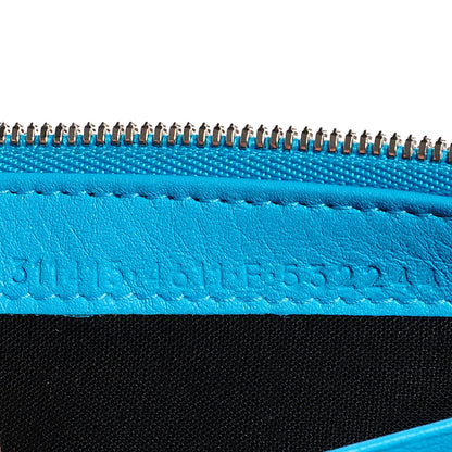 Balenciaga Supple Calfskin Papier Platre Money Wallet Bleu Caraibes 11 of 12