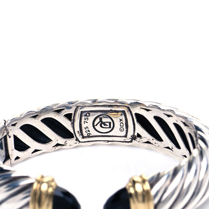 David Yurman Sterling Silver 18K Yellow Gold Black Onyx 15mm Waverly Bracelet 4 of 7