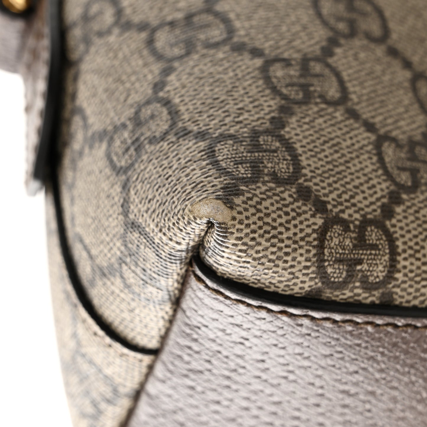 GG Supreme Monogram Textured Dollar Calfskin Web Small Ophidia Dome Shoulder Bag Beige Ebony New Acero