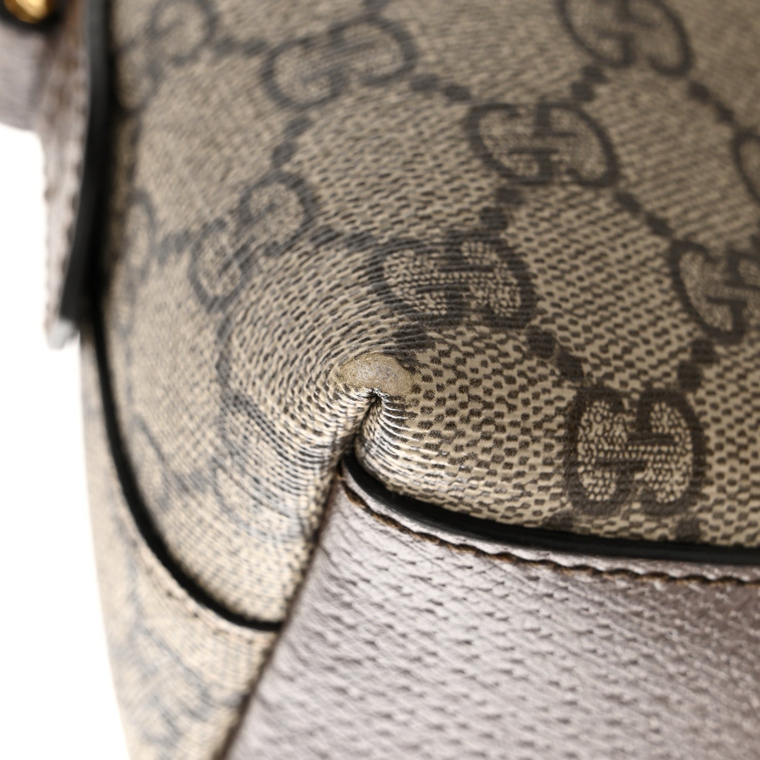 Gucci GG Supreme Monogram Textured Dollar Calfskin Web Small Ophidia Dome Shoulder Bag Beige Ebony New Acero 11 of 13