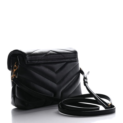 Saint Laurent Calfskin Y Quilted Monogram Toy Loulou Crossbody Bag Black 3 of 9