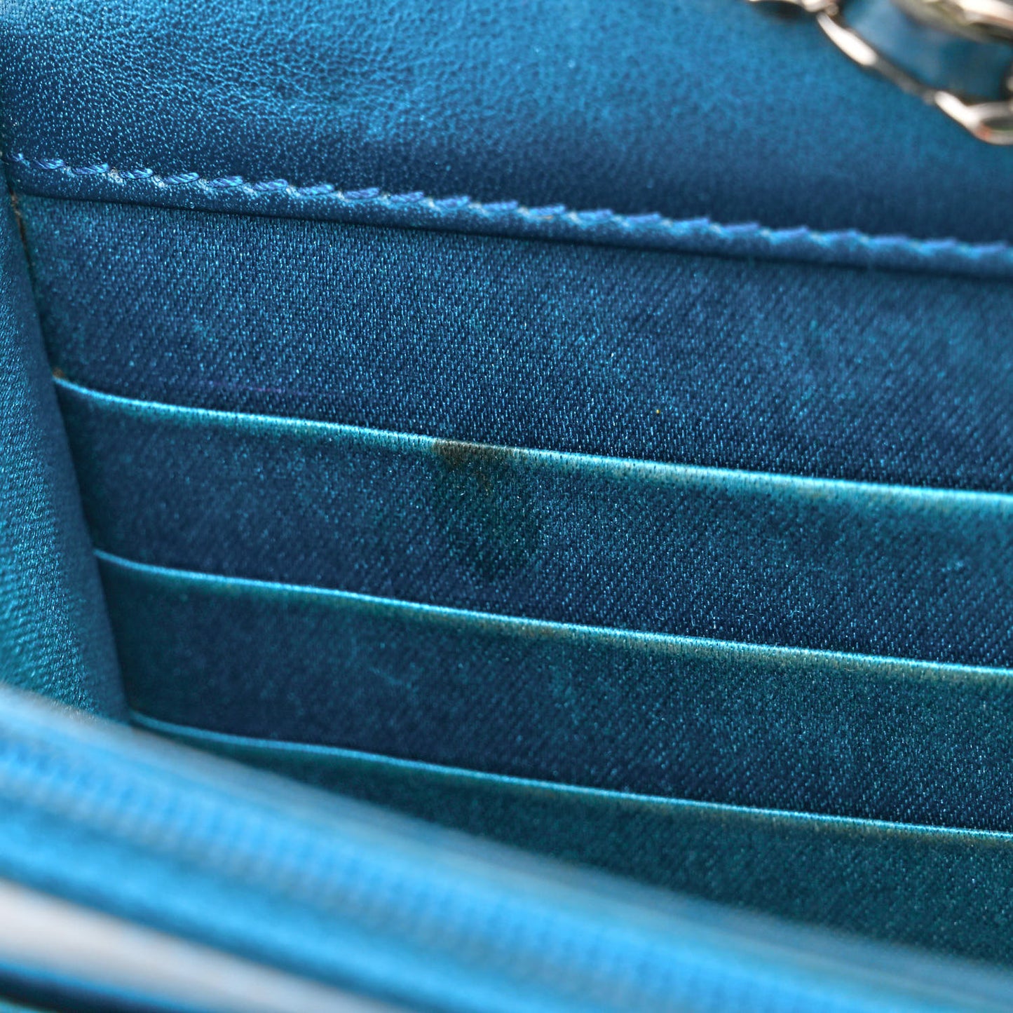 Patent Camellia Wallet on Chain WOC Royal Blue