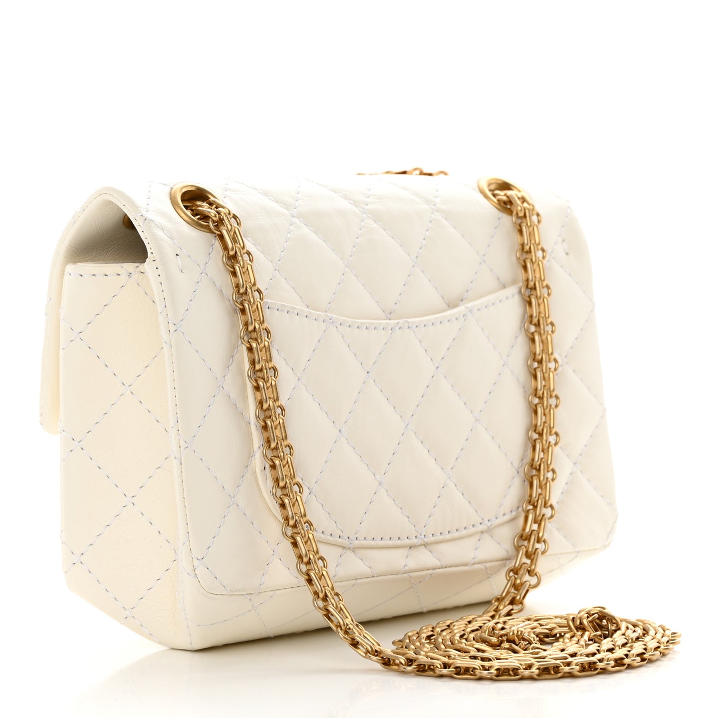 Aged Calfskin Quilted 2.55 Reissue Mini Flap White