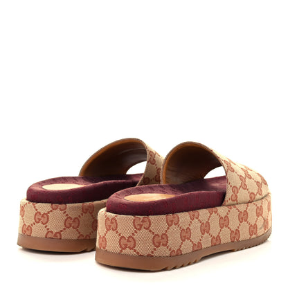 Gucci Canvas GG Monogram Angelina Platform Slide Sandals 37 Beige Ruggine 4 of 12