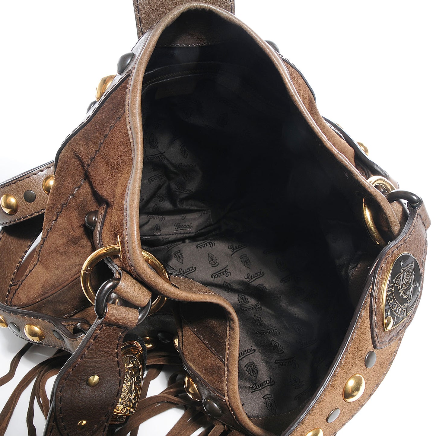 Leather Suede Fringe Babouska Hobo Brown
