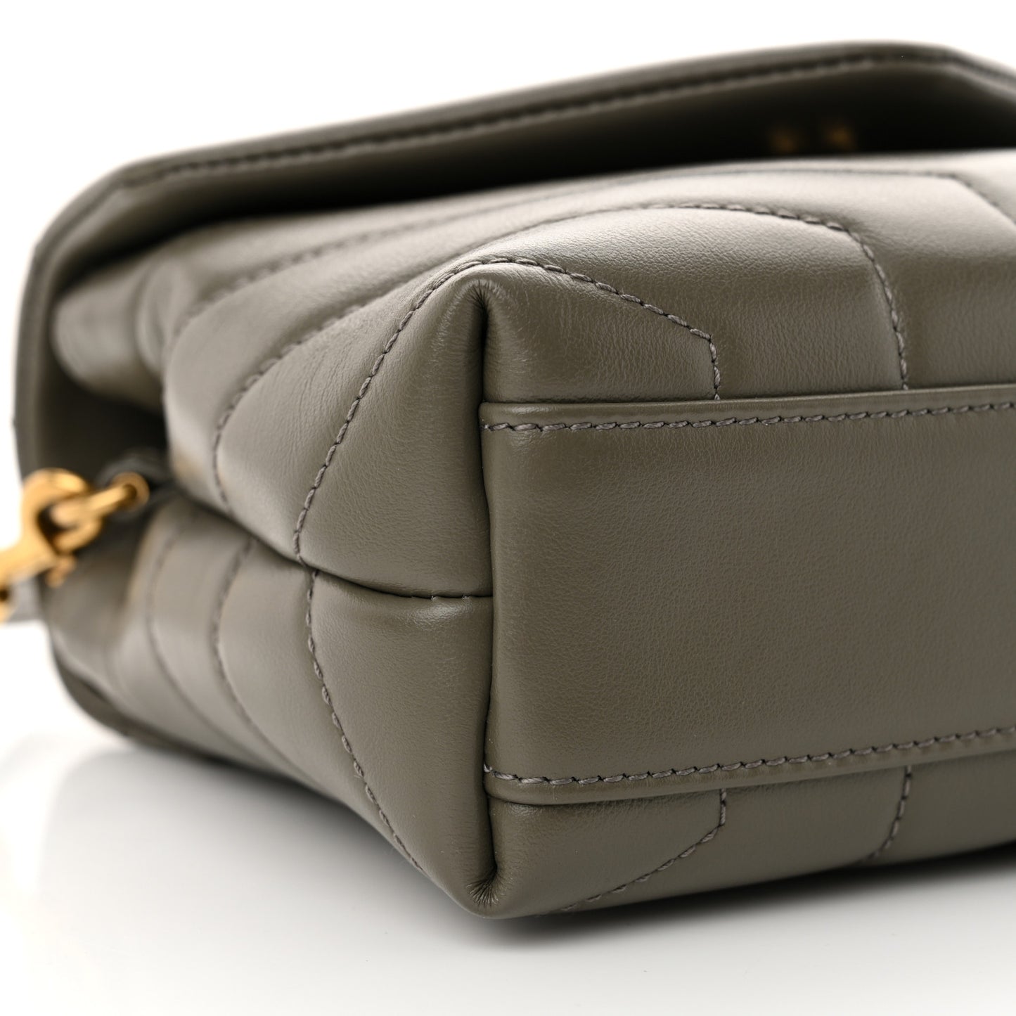 Calfskin Y Quilted Monogram Toy Loulou Crossbody Bag Grey Kaki