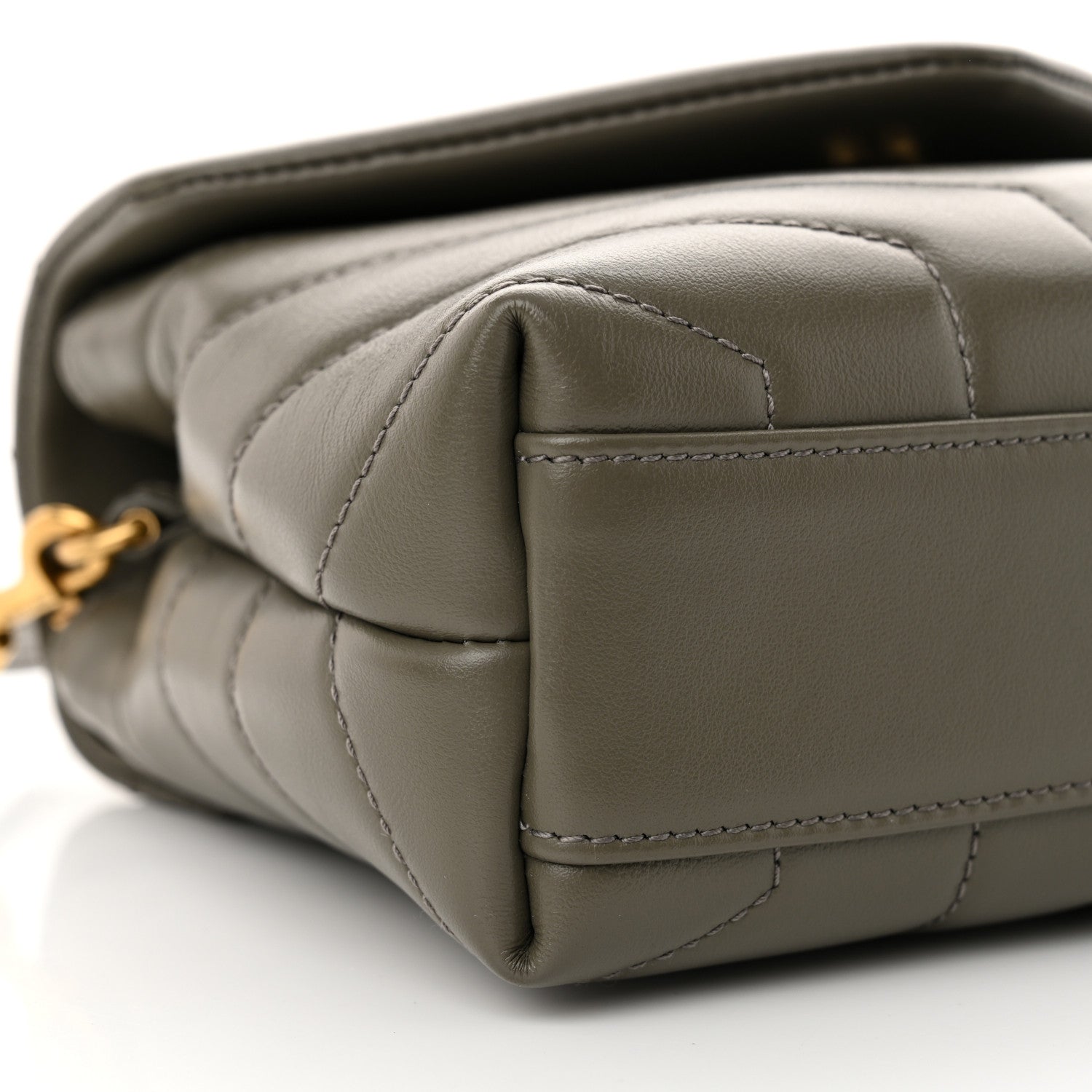 Saint Laurent Calfskin Y Quilted Monogram Toy Loulou Crossbody Bag Grey Kaki 9 of 11