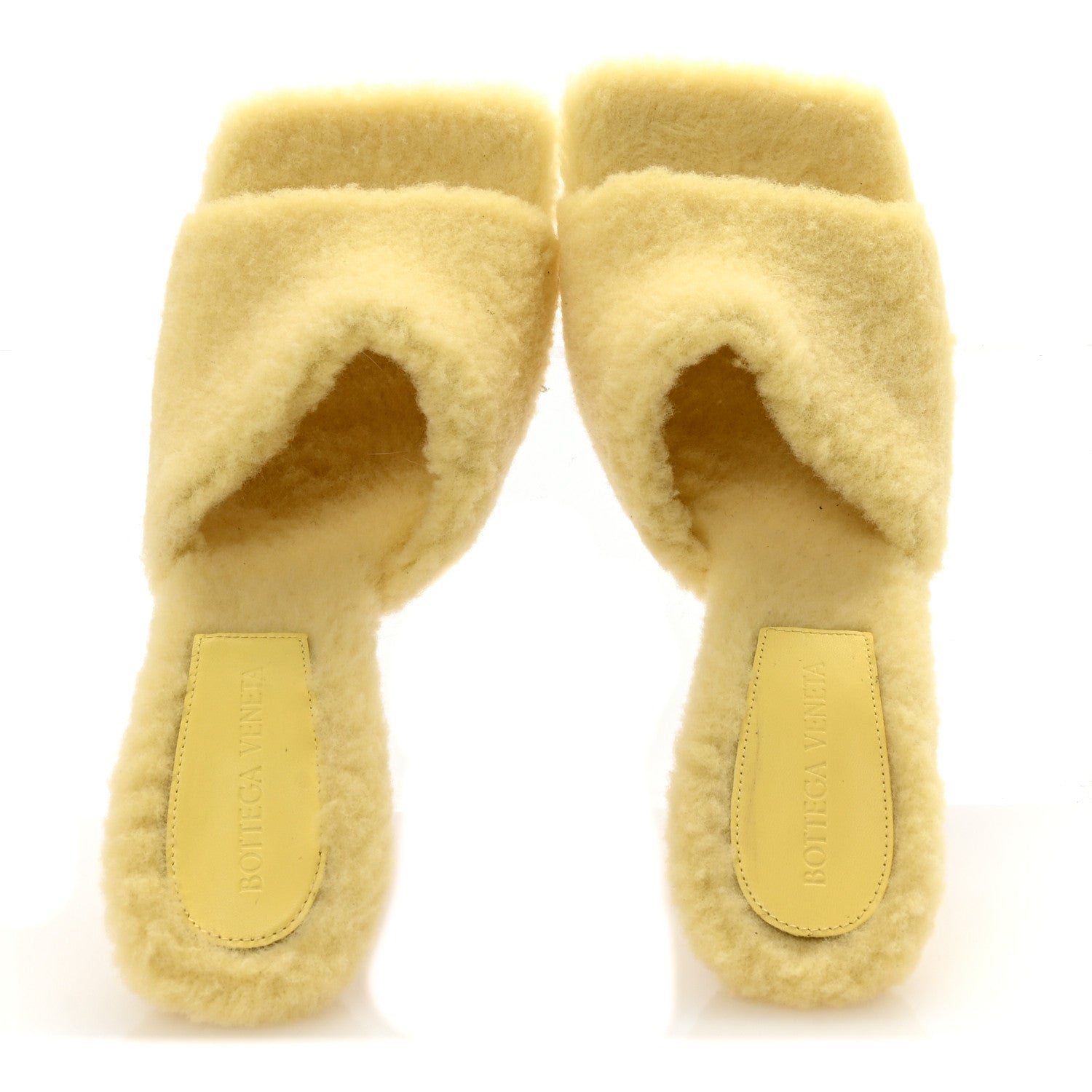 Bottega Veneta Cozy Fur Lido 90mm Mule Sandals 38.5 Lemonade