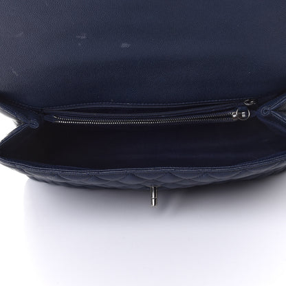 Chanel Caviar Quilted Medium Coco Handle Flap Navy Blue 4 of 5