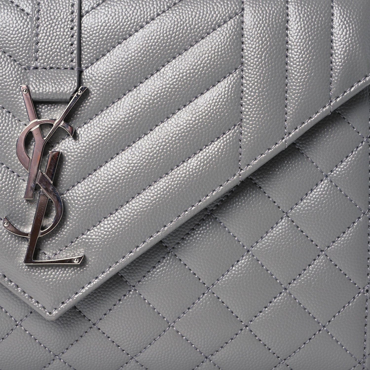 Saint Laurent Grain De Poudre Textured Mixed Matelasse Medium Triquilt Monogram Satchel New Stone 8 of 13