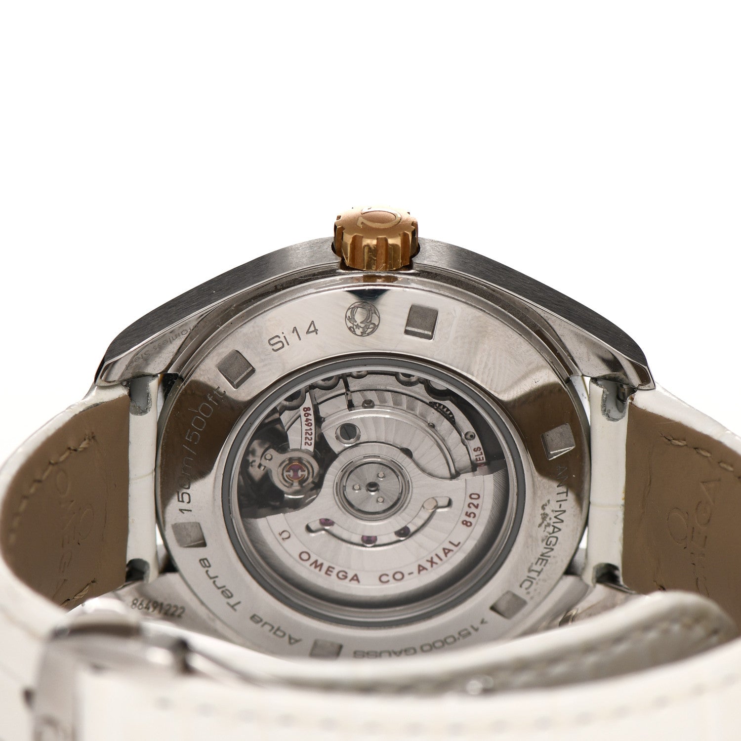 Omega Stainless Steel 18K Sedna Gold Alligator Diamond Bezel Mother of Pearl 34mm Seamaster Aqua Terra Co-Axial Chronometer Automatic Watch 231.28.34.20.55.003 4 of 5