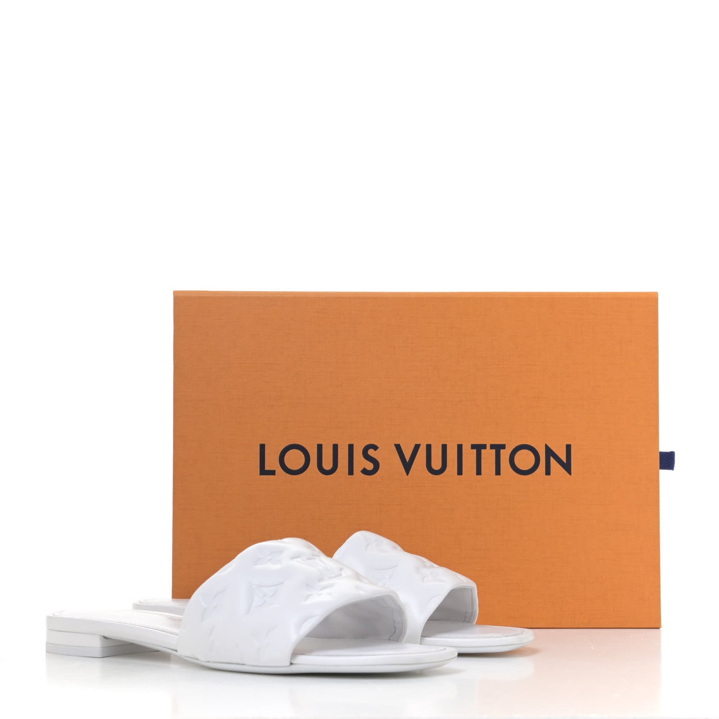Lambskin Embossed Monogram Revival Flat Mules 40 White