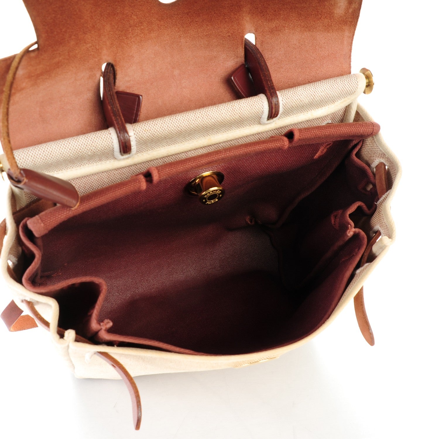 Hermes Toile Vache Calfskin Herbag 30 PM Backpack Natural 5 of 11