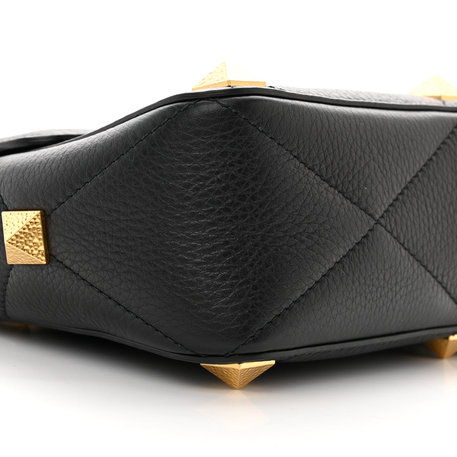 Valentino Garavani Grained Calfskin Large Roman Stud Shoulder Bag Black 8 of 9