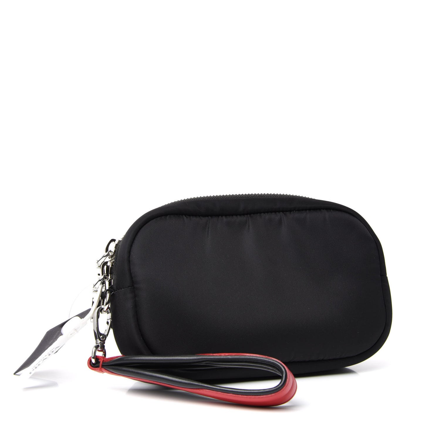 Tessuto Nylon Double Pocket Wristlet Pouch Black Fuoco