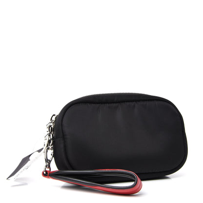 Prada Tessuto Nylon Double Pocket Wristlet Pouch Black Fuoco 3 of 6