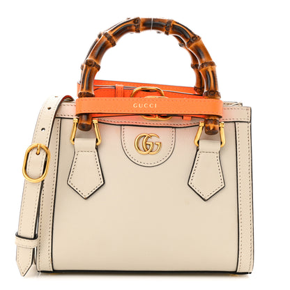Gucci Wonka Grain Calfskin Mini Diana Tote Bag Mystic White Orange Fluo 1 of 10