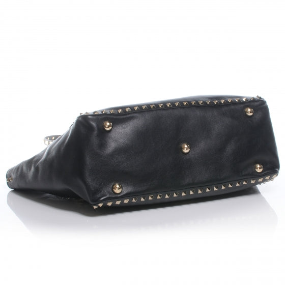 Vitello Medium Rockstud Tote Black