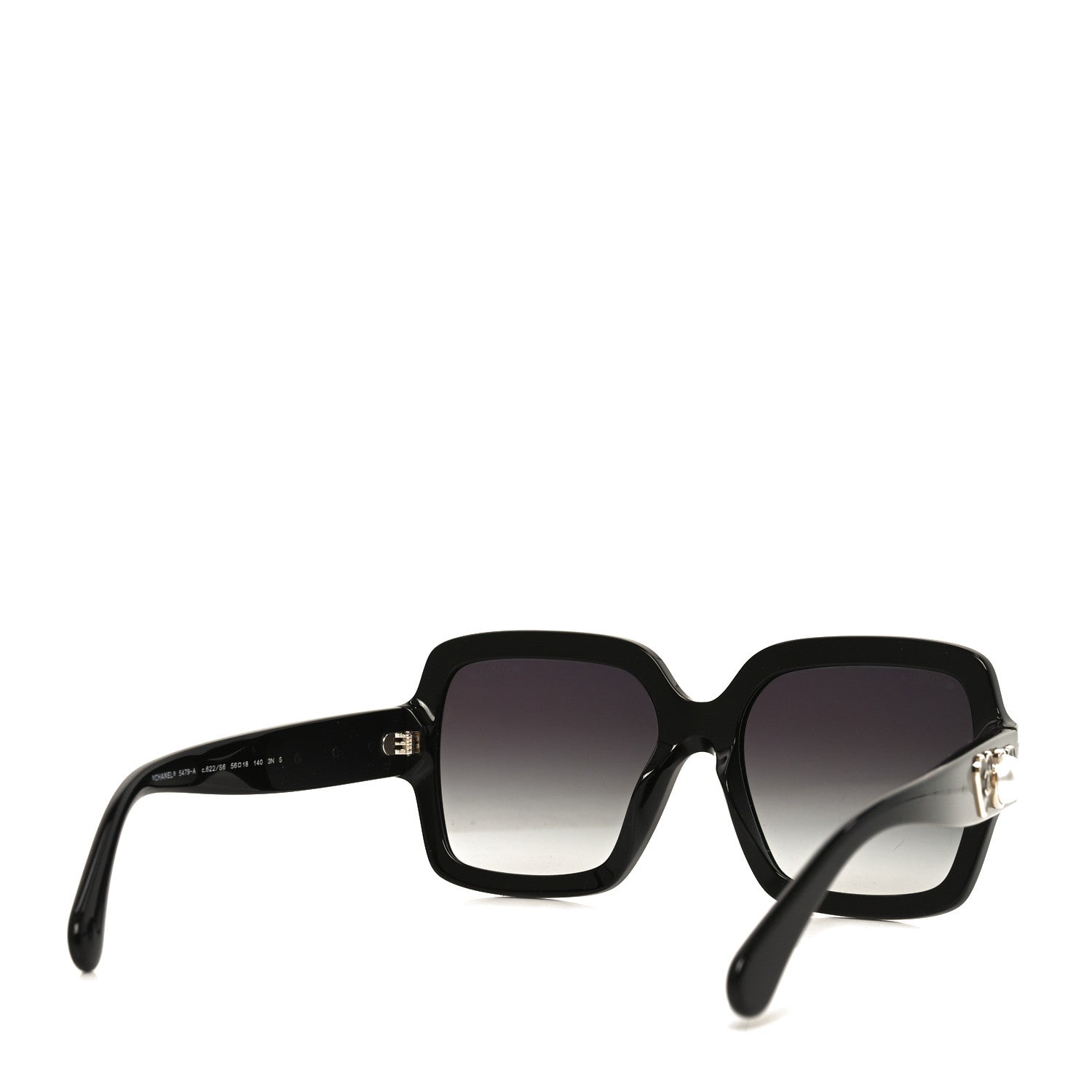 Chanel Acetate Charms Pearl Square Sunglasses 5479-A Black Gold