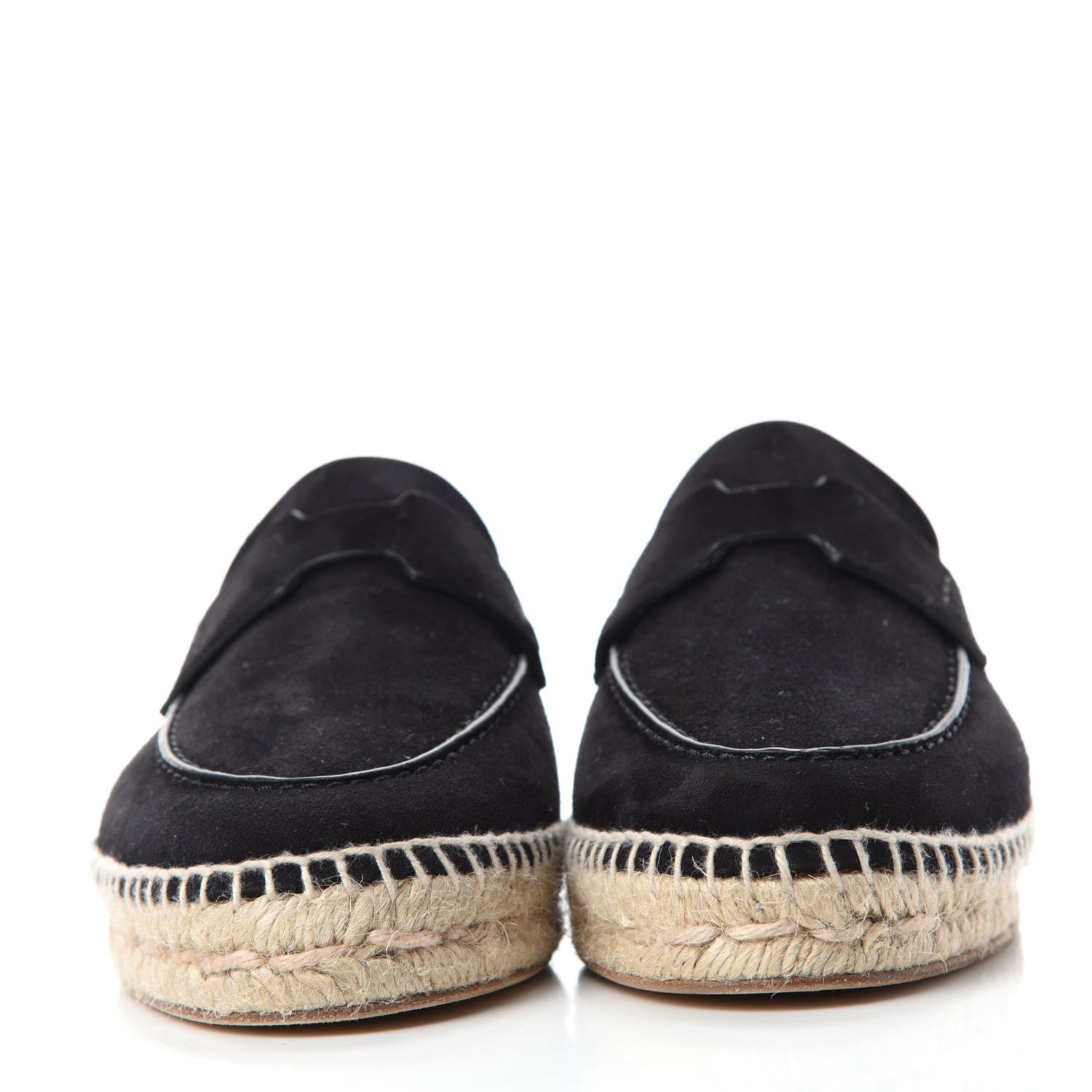Hermes Suede Calfskin Womens Trip Espadrilles 36 Black 2 of 9