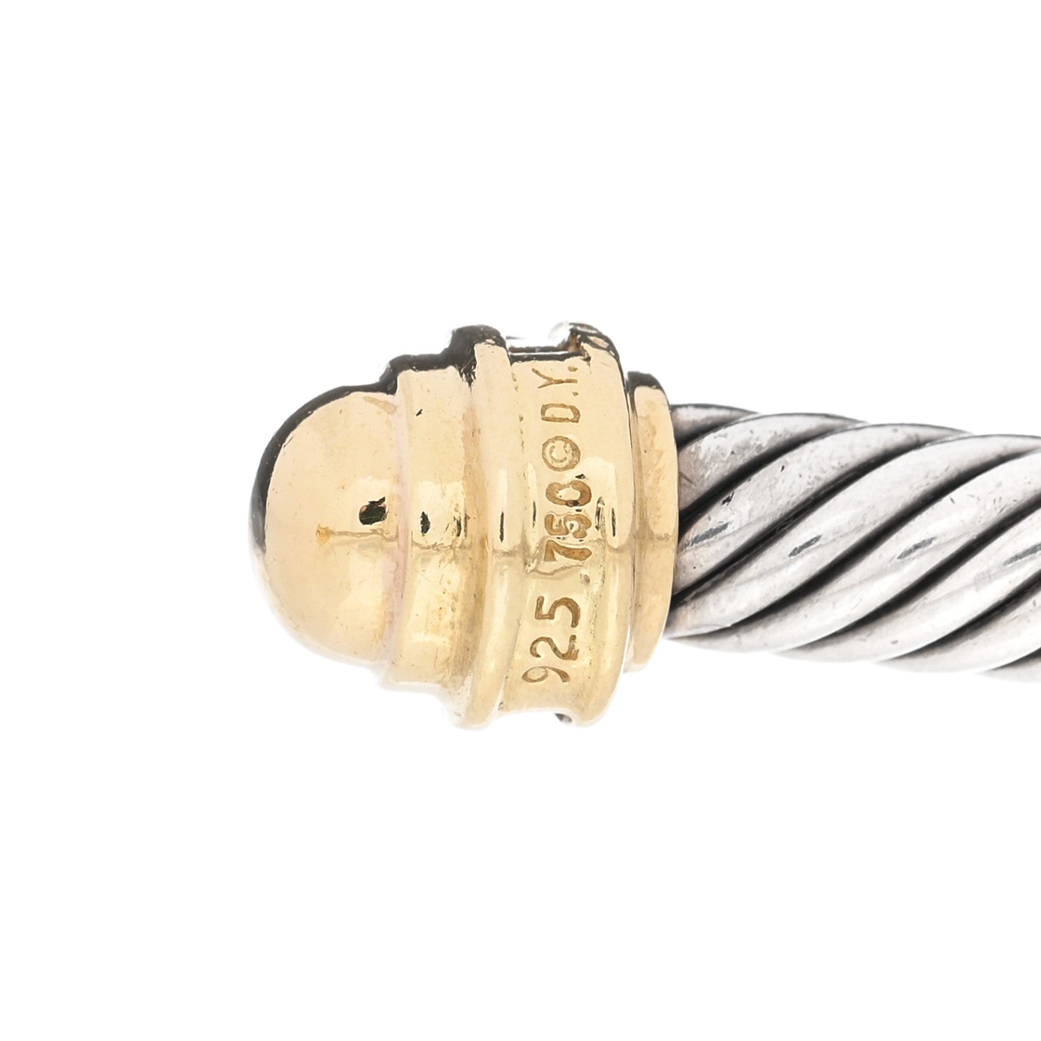 David Yurman Sterling Silver 18K Yellow Gold Diamond 5mm Cable Classics Bracelet 4 of 4