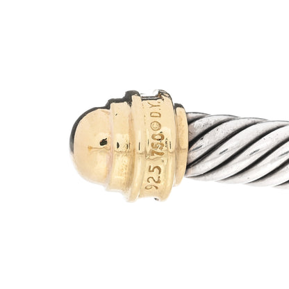 David Yurman Sterling Silver 18K Yellow Gold Diamond 5mm Cable Classics Bracelet 4 of 4