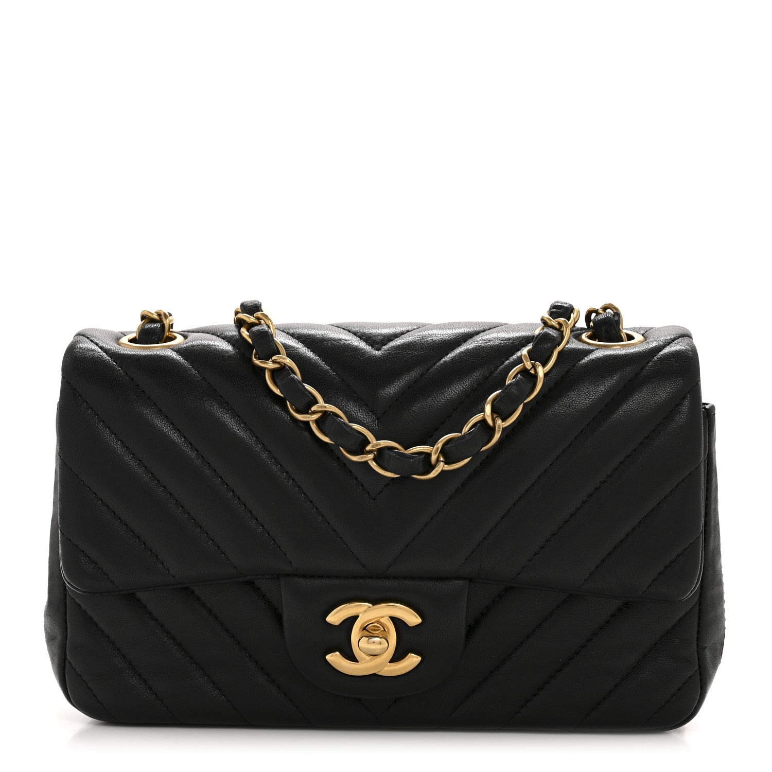 Chanel Lambskin Chevron Quilted Mini Rectangular Flap Black 8 of 12