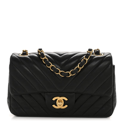 Chanel Lambskin Chevron Quilted Mini Rectangular Flap Black 8 of 12