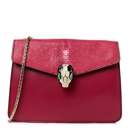 Bulgari Calfskin Galuchat Serpenti Forever Crossbody Bag Red 2 of 8