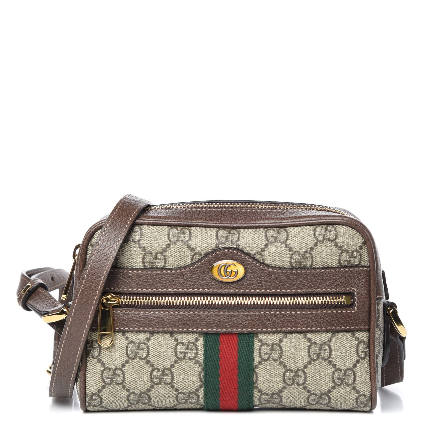 GG Supreme Monogram Web Mini Ophidia Shoulder Bag Brown