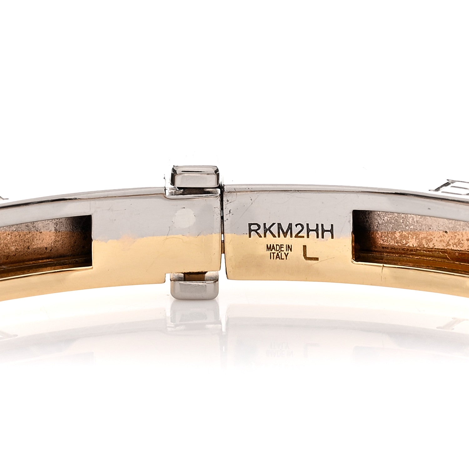 Bulgari 18K Yellow White Rose Gold Narrow B.Zero1 Bangle Bracelet L 4 of 5