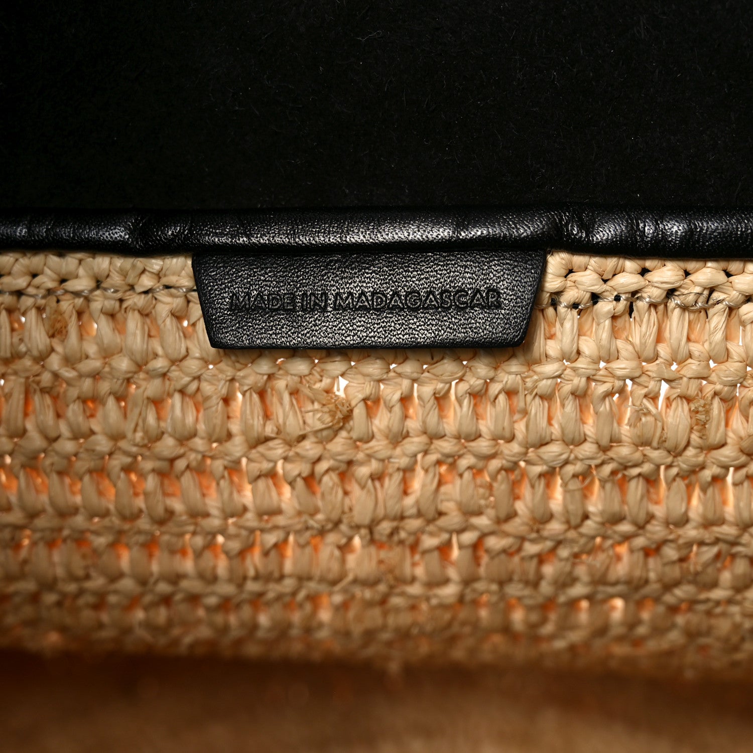 Celine Raffia Calfskin Basket Bag Natural Black 7 of 11