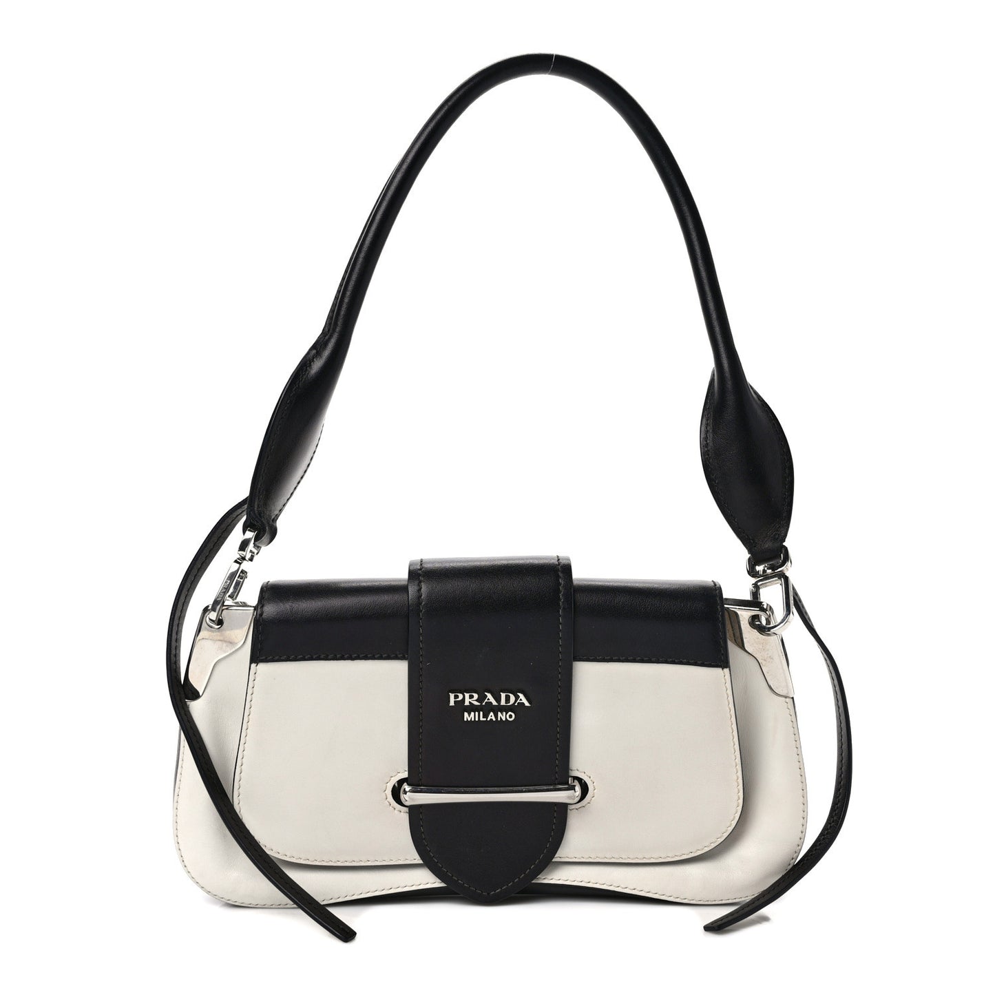 City Calfskin Small Sidonie Shoulder Bag White Black