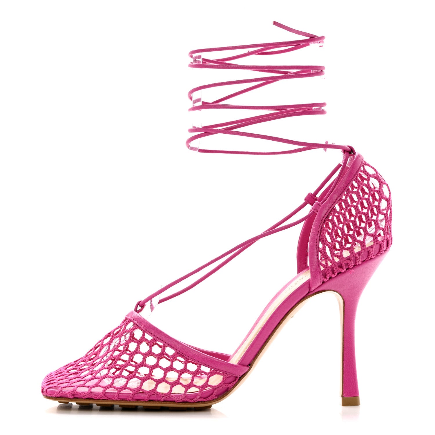 Bottega Veneta Mesh Nappa Stretch Ankle Tie 90mm Sandals 41 Hollyhock 1 of 7