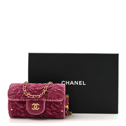Chanel Velvet Camellia Embossed Jewel Belt Card Holder With Chain Pink 11 of 11