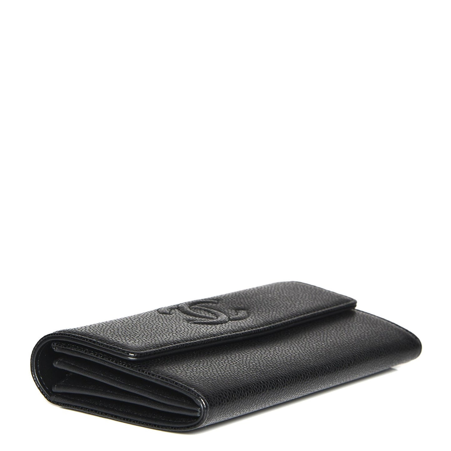 Caviar Timeless CC Large Gusset Flap Wallet Black