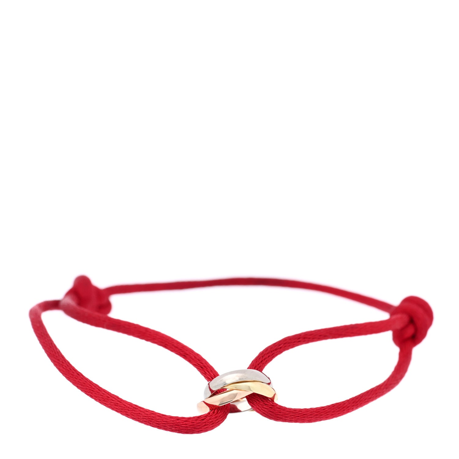 Cartier 18K Pink Yellow White Gold Trinity Cord Bracelet Red 1 of 4