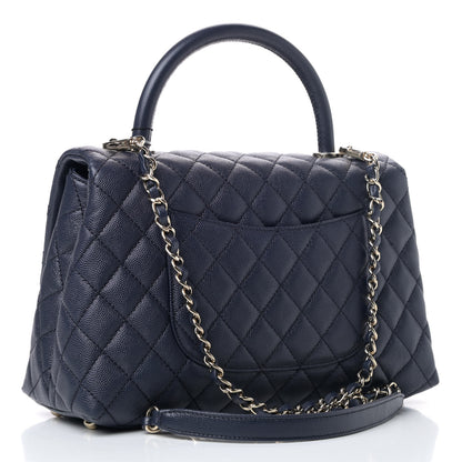 Chanel Caviar Quilted Small Coco Handle Flap Navy Blue 2 of 4