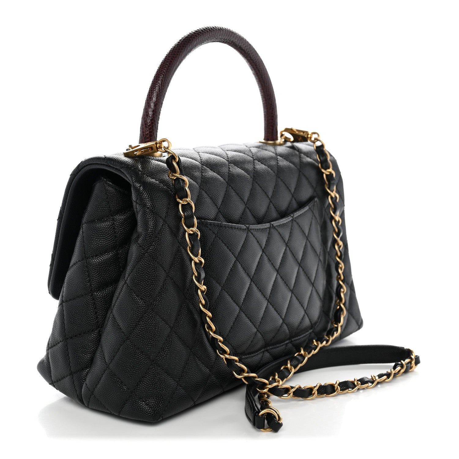 Chanel Caviar Lizard Quilted Small Coco Handle Flap Black 3 of 11