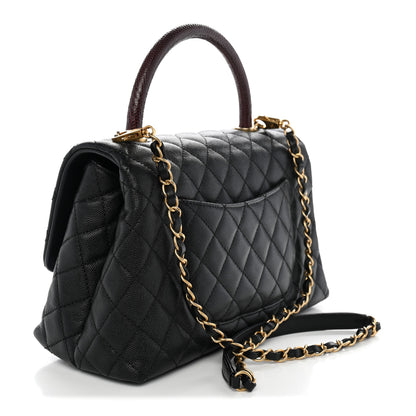 Chanel Caviar Lizard Quilted Small Coco Handle Flap Black 3 of 11