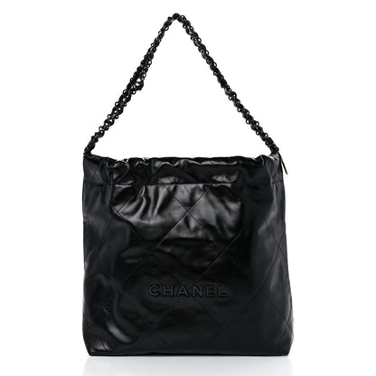 Chanel Shiny Calfskin Quilted Small Chanel 22 So Black 3 of 11