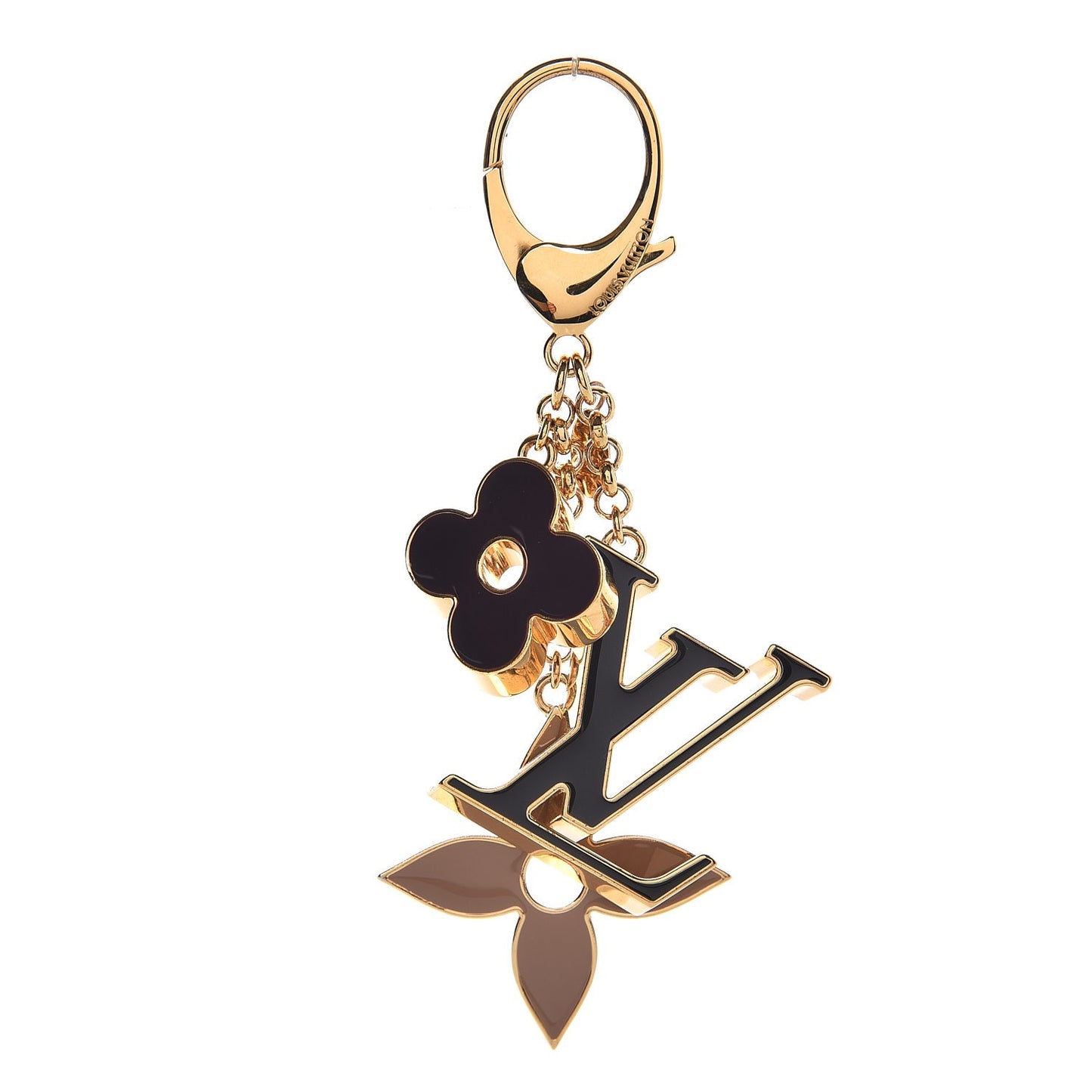 Fleur De Monogram Bag Charm Dore