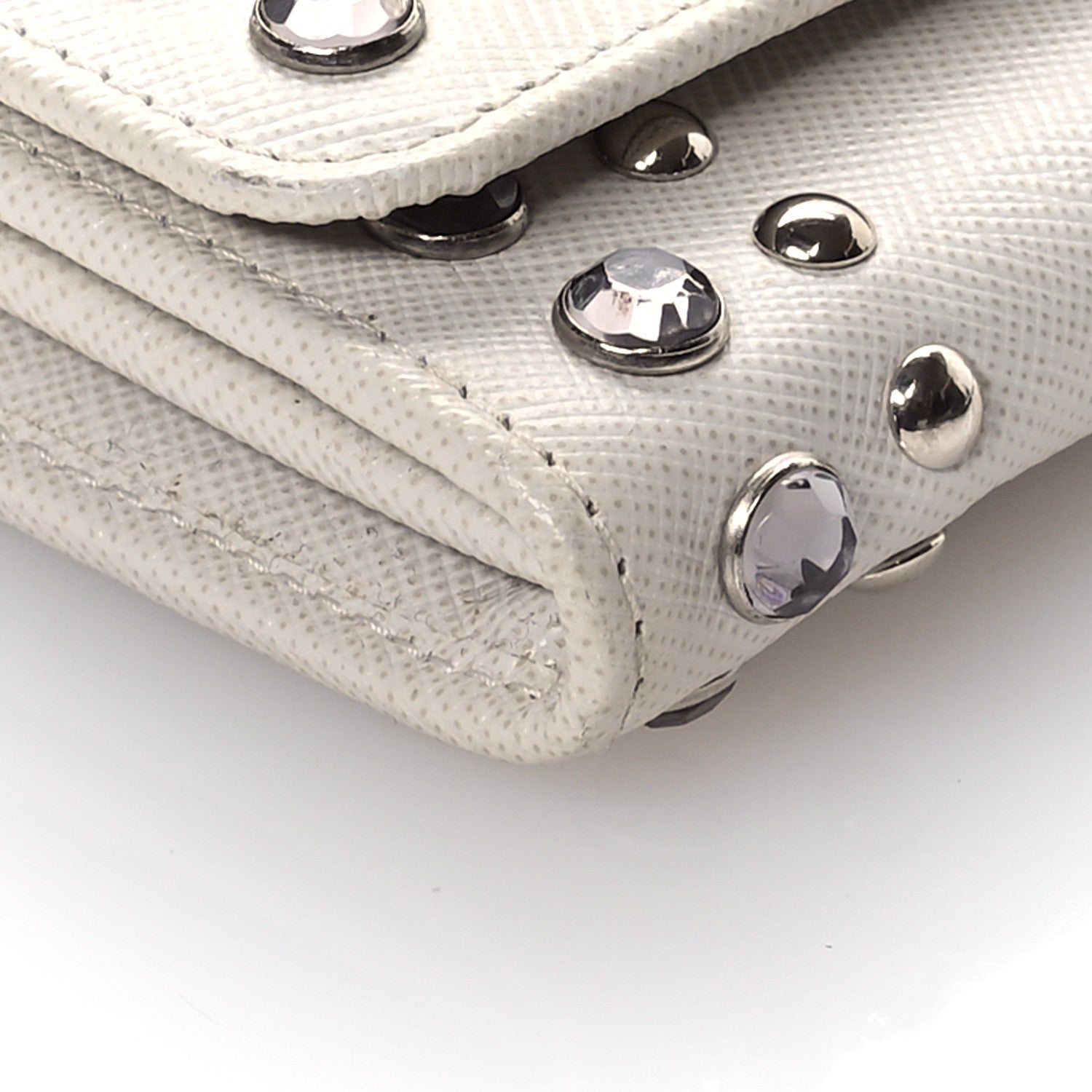 Prada Saffiano Crystal Studded Wallet On Strap Talco 10 of 12
