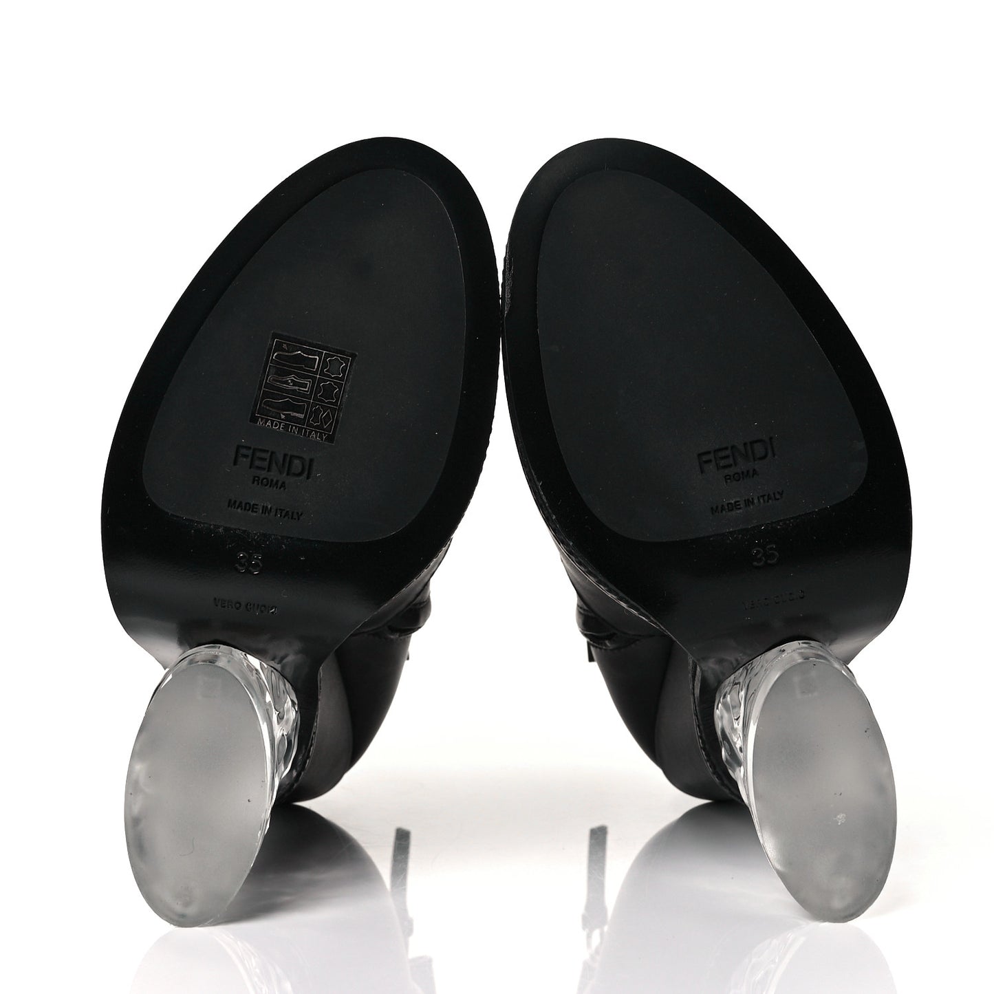 Calfskin Lucite Wedge Boots 35 Black