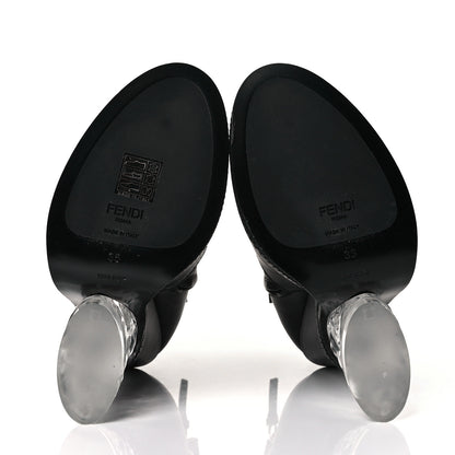 Fendi Calfskin Lucite Wedge Boots 35 Black 5 of 7